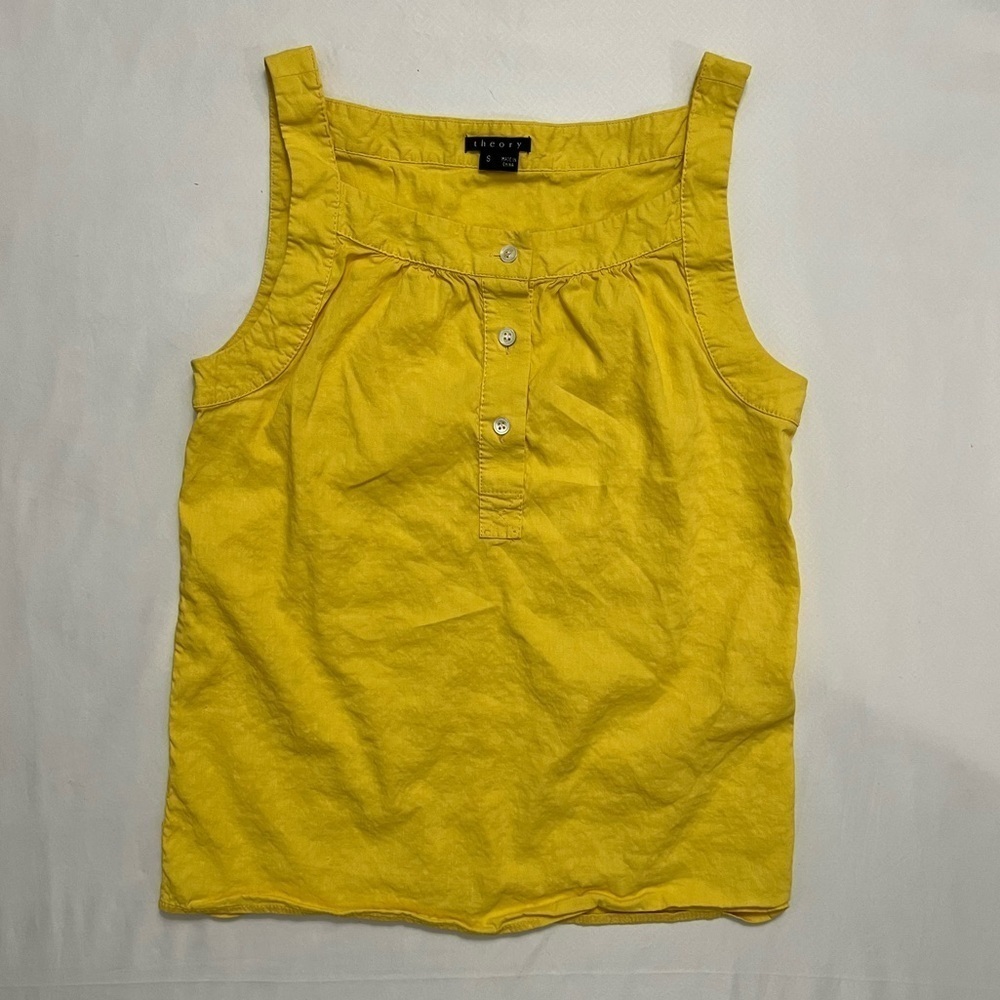 Theory Yellow Linen Sleeveless Blouse - Size S